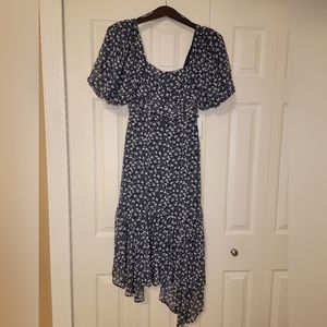 ASTR The Label Floral Asymmetrical Hem Midi Dress Navy Size:XS